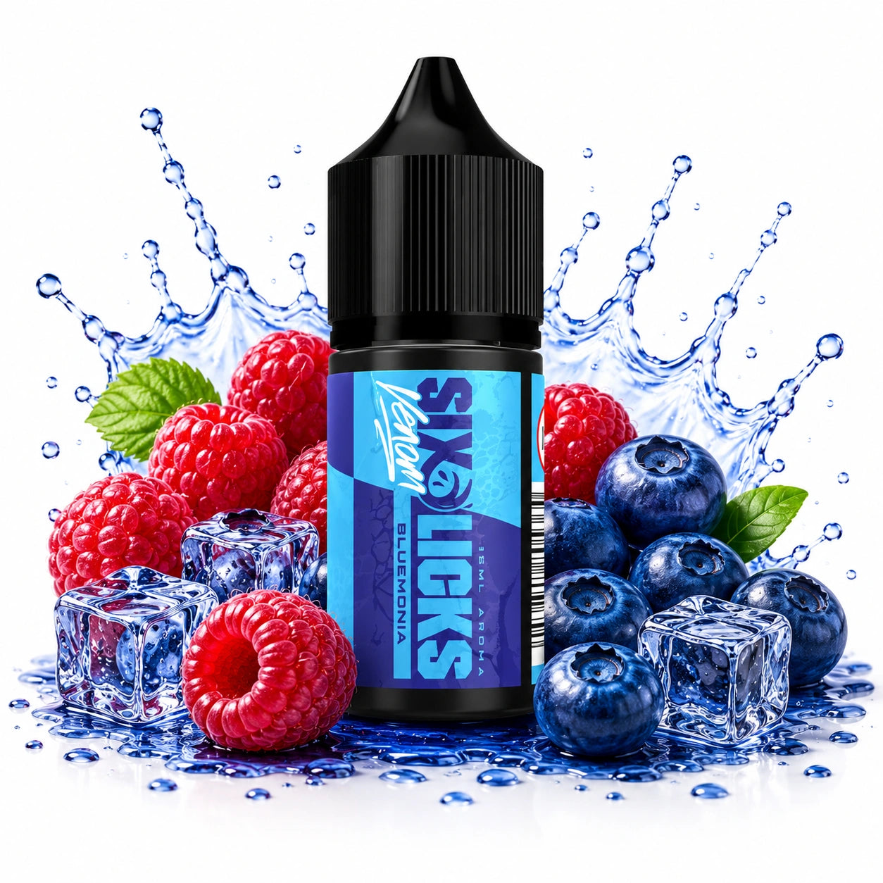 Six Licks Venom Bluemonia 30ml Nic Salt Longfill Combo – Raspberry, Blueberry and Ice MTL E-Liquid