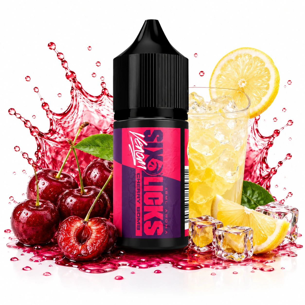 Six Licks Venom Cherry Bomb 30ml Nic Salt Longfill Combo – Cherry and Lemonade MTL E-Liquid