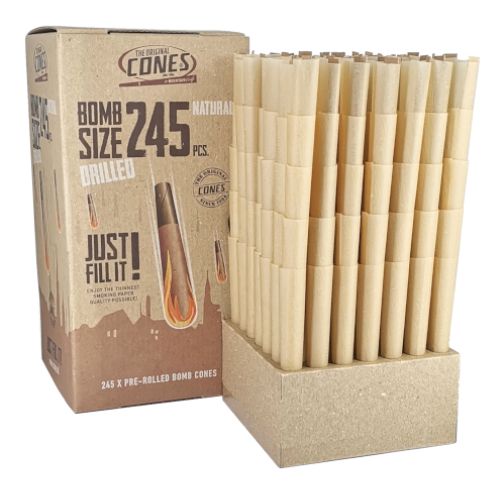 The Original Cones Bomb Size Natural Brown Cones Box of 245 | Skyline Smoke Shop