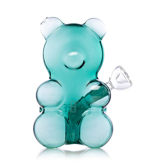 HEMPER Gummy Bear Water Pipe teal glass close up detail