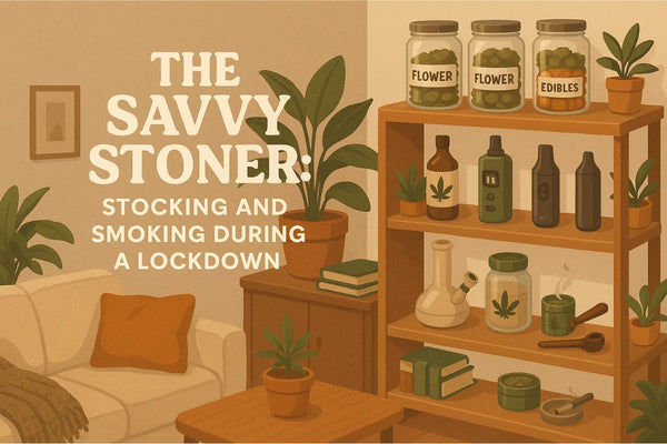 Organised smoking accessories including rolling papers, filters and a storage box laid out on a table