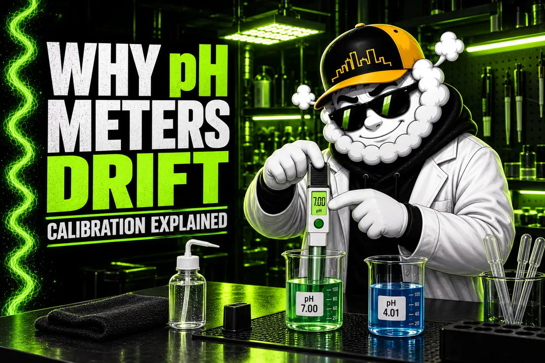 Smokey calibrating a pH meter with buffer solutions