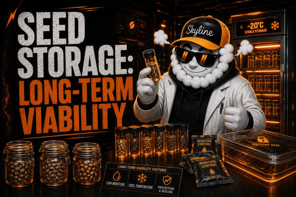 Smokey presents long-term cannabis seed storage and viability in orange