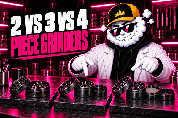 Smokey presenting Two-Piece vs Three-Piece vs Four-Piece Grinders: What Do the Extra Chambers Do?
