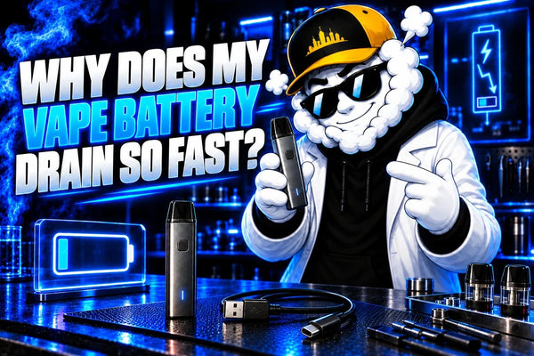 Smokey presenting Why Does My Vape Battery Drain So Quickly? Capacity, Settings and Everyday Use