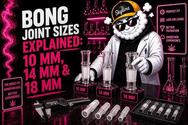 Smokey explains 10 mm, 14 mm and 18 mm bong joint sizes in pink