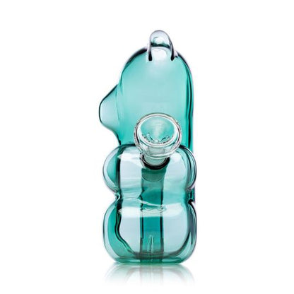 HEMPER Gummy Bear Water Pipe side profile teal glass white background