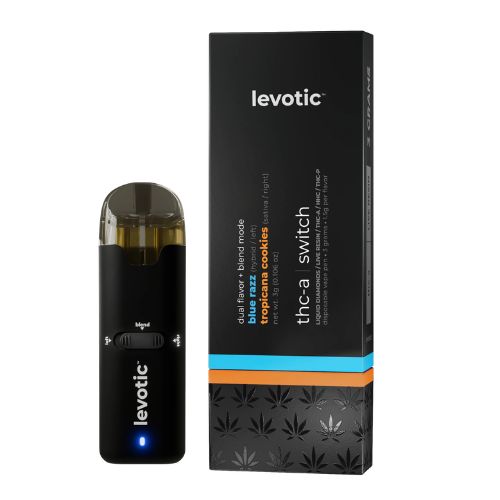 Levotic 3g Switch Live Resin Disposable Vape | Dual Strain THC-A Pen | blue razz x tropicana cookies