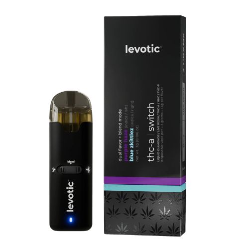 Levotic 3g Switch Live Resin Disposable Vape | Dual Strain THC-A Pen | purple haze x blue zkittlez