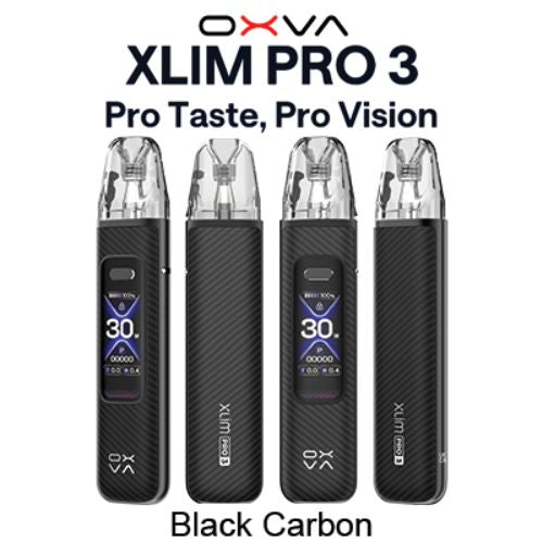 OXVA Xlim Pro 3 Pod Kit - Black Carbon - compact vape device with adjustable airflow at Skyline Vape Shop South Africa