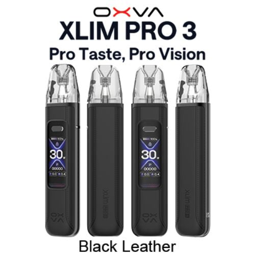 OXVA Xlim Pro 3 Pod Kit - Black Leather - compact vape device with adjustable airflow at Skyline Vape Shop South Africa