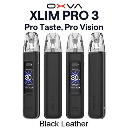 OXVA Xlim Pro 3 Pod Kit - Black Leather - compact vape device with adjustable airflow at Skyline Vape Shop South Africa