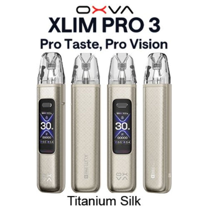 OXVA Xlim Pro 3 Pod Kit - Titanium Silk - compact vape device with adjustable airflow at Skyline Vape Shop South Africa