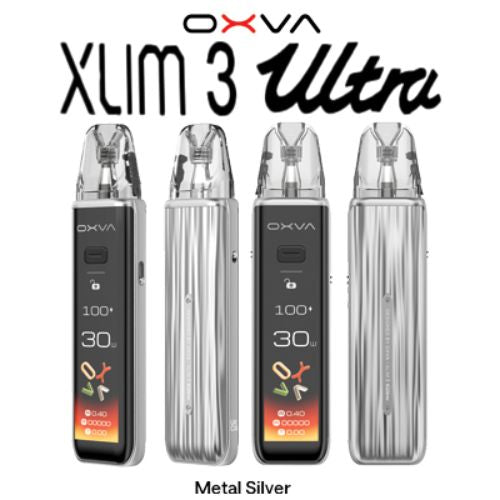 OXVA Xlim 3 Ultra Pod Kit - Metal Silver - compact vape device with adjustable airflow at Skyline Vape Shop South Africa