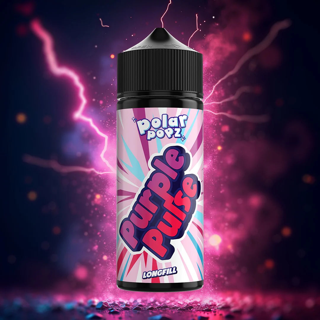 Polar Popz Purple Pulse Longfill E-Liquid bottle - Premium mango peach vape juice 120ml DIY kit by Vapology
