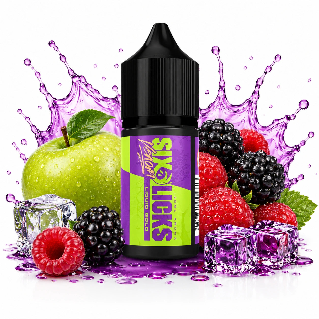 Six Licks Venom Liquid Gold 30ml Nic Salt Longfill Combo – Blackberry, Raspberry and Apple MTL E-Liquid

