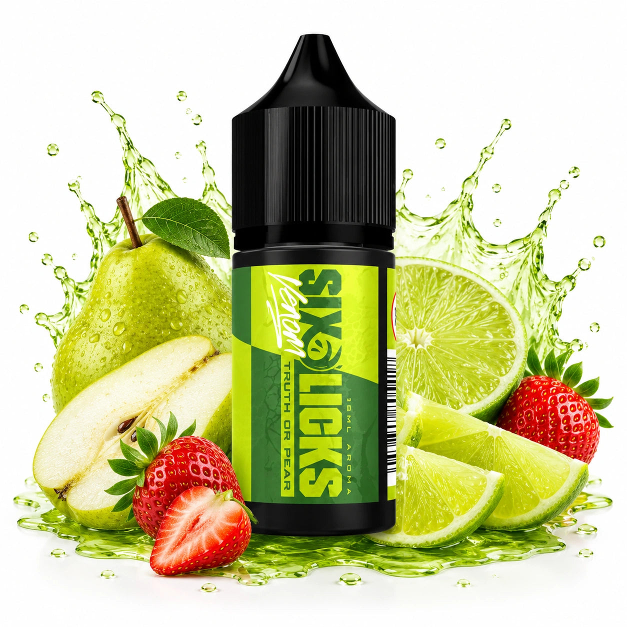 Six Licks Venom Truth Or Pear 30ml Nic Salt Longfill Combo – Pear, Strawberry and Lime MTL E-Liquid

