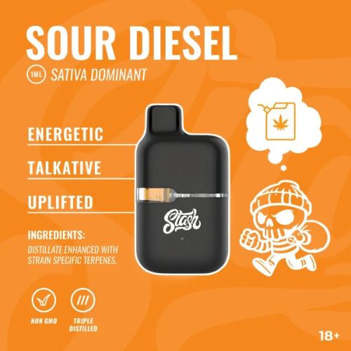 Stash Bars Disposable Vapes | Premium 1ml CBD Vape Devices | Sour Diesel