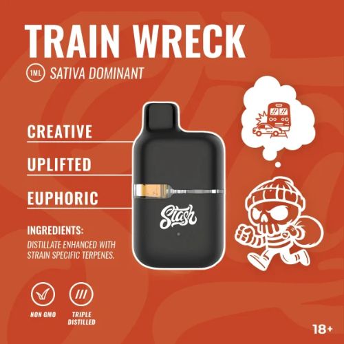 Stash Bars Disposable Vapes | Premium 1ml CBD Vape Devices | Train Wreck