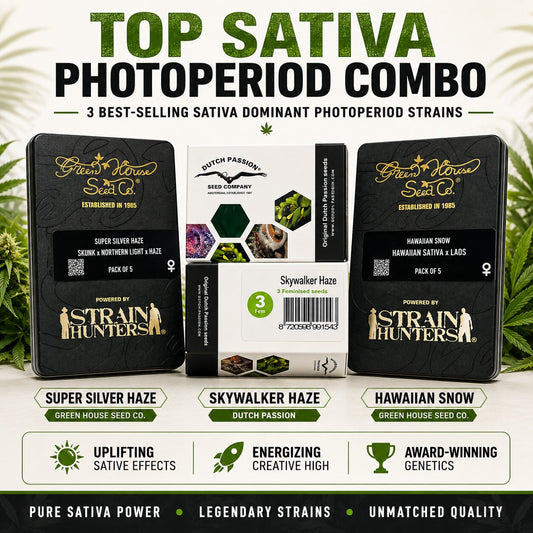 Top Sativa Photoperiod Combo – Super Silver Haze, Skywalker Haze & Hawaiian Snow Feminized Seeds 5 Pack Bundle

