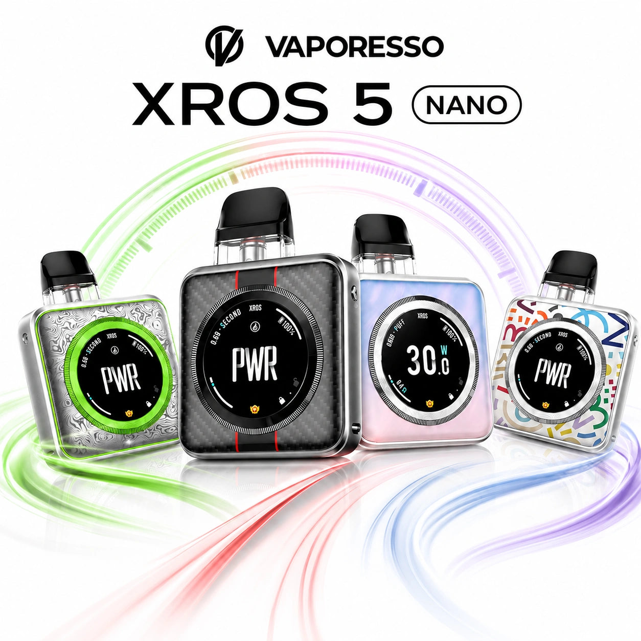 Vaporesso XROS 5 NANO Kit – 30W compact pod system with 1.09-inch touchscreen and 1600mAh battery

