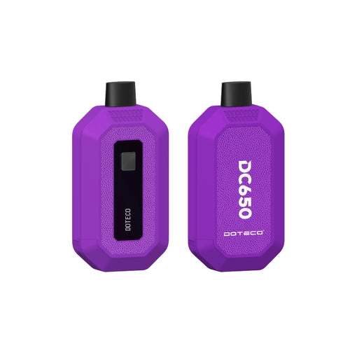 Doteco DC650 650mAh battery device in Purple, front and rear views
