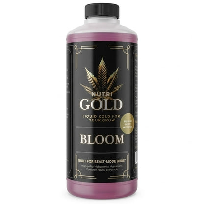 NutriGold Bloom plant nutrients in a 1L bottle