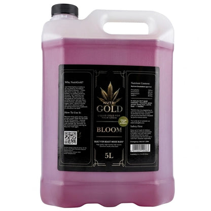 NutriGold Bloom plant nutrients in a 5L bottle