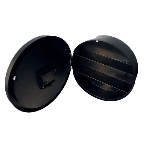 RAW black stash wall clock opened to show the concealed storage shelves