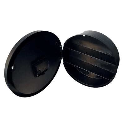 RAW black stash wall clock opened to show the concealed storage shelves